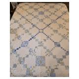 82x81 handmade quilt white and blue