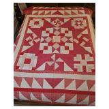 74x88 handmade quilt red and white