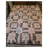 79x93 handmade quilt pink and black floral