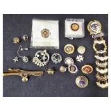 Various Service award pins, NRA, Masonic, Shriners