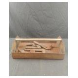 Metal tool tray with handle and contents