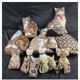 Assorted fabric cats