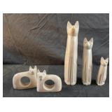 VTG Hand Carved Soapstone Cat Figurine Kenya Cat
