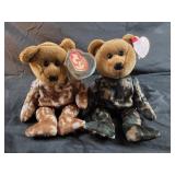 two Ty Beanie Baby "Hero" military bears