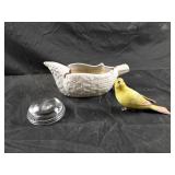 clear glass domed paperweight with a beaded edge,