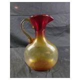 vintage Amberina art glass pitcher featuring a