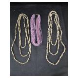 Faux Pearl and Amethyst Colored Beaded Necklaces