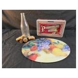 glass cutting board featuring a watercolor fruit