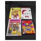Coloring books and colored pencils