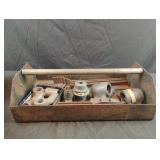Metal tool tray with contents