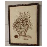 Handmade framed cat artwork 13 x 17