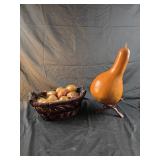 Decorative dried pear-shaped gourd13", basket of