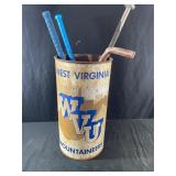 Vintage West Virginia Mountaineers Metal Trash