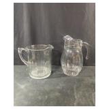 MCM Heavy Glass Pitcher 10 Panel Ribbed Starburst