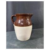 Vintage Rustic Stoneware Handled Brown and Beige