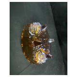 Glass bowl with fruit design on bottom