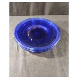 Cobalt blue glass plates. 5 total