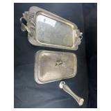 Silver tray with candle holder