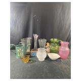 Assortment of plastic vintage pitchers, vases,
