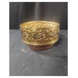 Vintage brass rose embossed planter