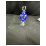 cobalt blue glass perfume bottle with cork