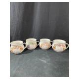 4 vintage 1970s ceramic handled soup mugs
