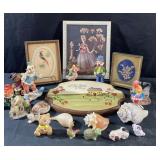 Lot of home decor including vintage pictures,
