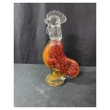 Vintage Glass Rooster Decanter Filled w/ Peppers