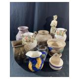 Lot of various items including pottery planters,