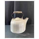 Large vintage aluminum colonial tea kettle