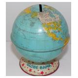 Vintage J Chein Tin Litho Small Coin World Globe