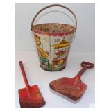Vintage J Chein Tin Litho Zoo Animals Pail Bucket