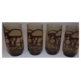 (4) Vintage MCM 1970s Smoky Brown Mushroom