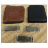 3 Metal Money Clips & 2 Leather Wallets