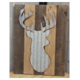Decorative Metal Buck Deer on Barnwood - Wall