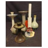 Studio art pottery candle holders