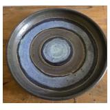 Studio art pottery 10' blue plate signed Adeliado
