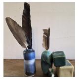Two handcrafted glazed small vases