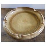 11' pottery ashtray , rustic beige and brown