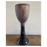 Eddie Smith pottery ringing chalice 9.25' has