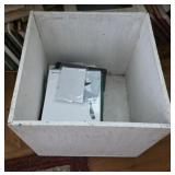 16x16x16 wooden box with paper in it. Printer