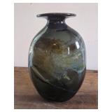 8' dark green glass vase studio art glass