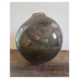 8.5' dark green glass vase studio art glass