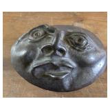 4' studio art pottery face container unsure of