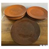 Ben Owen 8 ct plates orange brown 10' plates