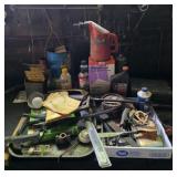 Assorted tools. Metal box, gaskets etc