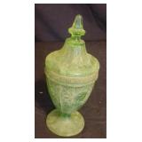 Vintage Hazel Atlas green glass candy dish,