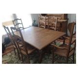 Wooden table 65 x 28 x 42 with 6 chairs 18 x 45 x