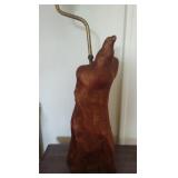 Hand carved wood lamp