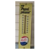 Vintage metal Pepsi thermometer. 7 x 27. Needs